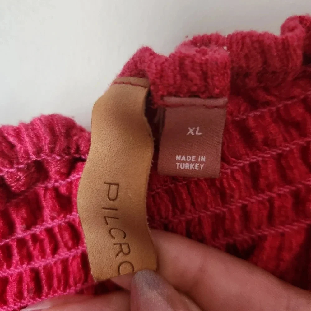 Anthropologie Pilcro | Puff-Sleeved Cinched Waist Top in Rose/Tyrie - Size XL
